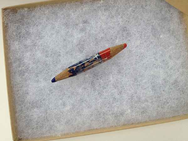 Used Pencil and Crazy Monster's Erasers are Real (Blue and Red combination pencil.)