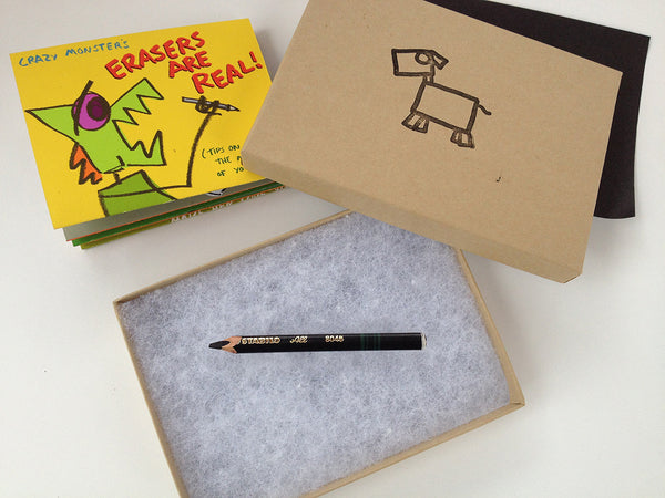 Used Pencil and Crazy Monster's Erasers are Real (Black Waxy Pencil)