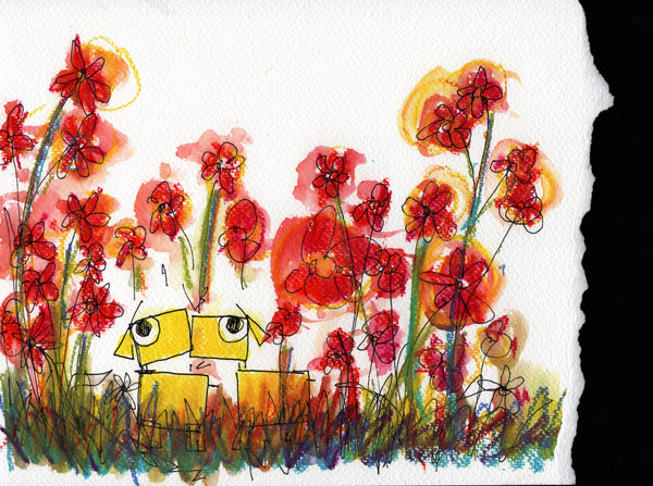 dogs in flowers
